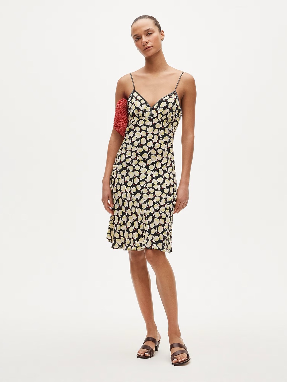 🆕 J. Crew Slip dress in lemon-print crepe de chine